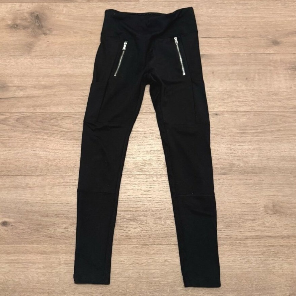 CX J by Justice Black Leggings with Silver Zipper Pockets for Girls Size 12‎